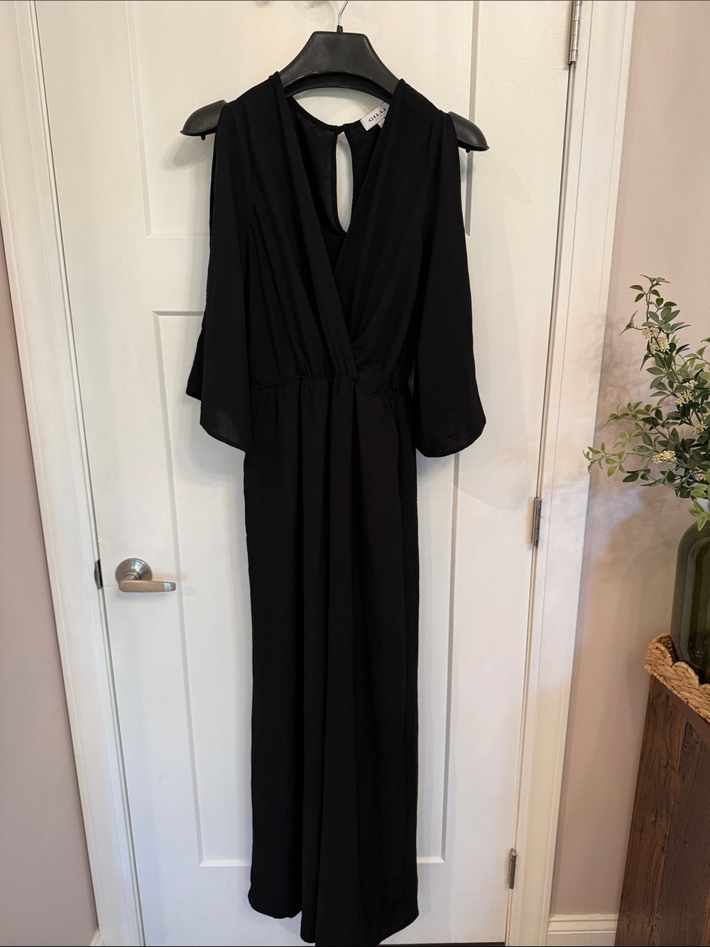 Gilli Black Jumpsuit with Keyhole Back and Cold Shoulder | Size L